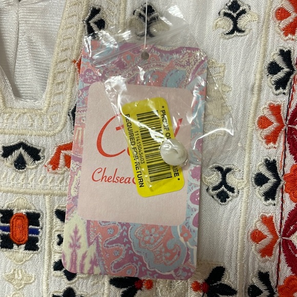 NWT Chelsea & Violet White Floral Embroidered Sleeveless Dress Boho Pom Poms XS - Picture 7 of 7